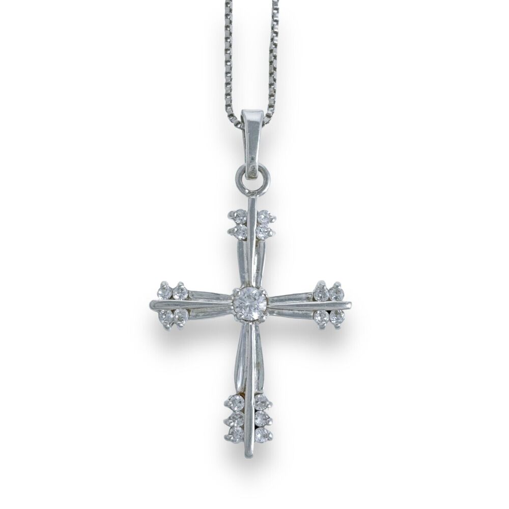 Cubic Zirconia Cross Pendant ONLY | Vintage RJ Sterling Silver 925